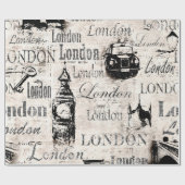 Vintage Zeitungszeitung London Grunge Collage Geschenkpapier (Flach)