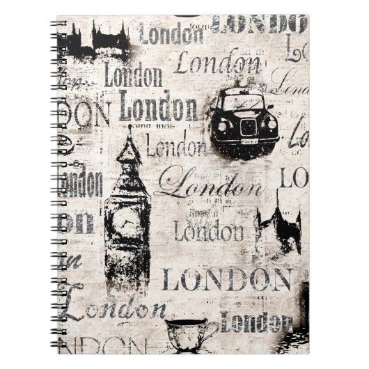 Vintage Zeitungszeitung London Grunge Collage Notizblock (Vorderseite)