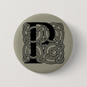 Vintage-Zellknoten-Monogramm Buchstabe P Druck Button