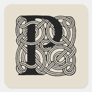 Vintage-Zellknoten-Monogramm Buchstabe P Druck Quadratischer Aufkleber