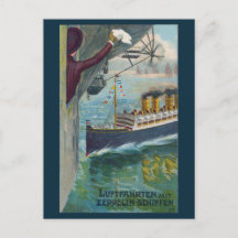 Vintage Zeppelin und Ocean Liner Dankeschön Karte