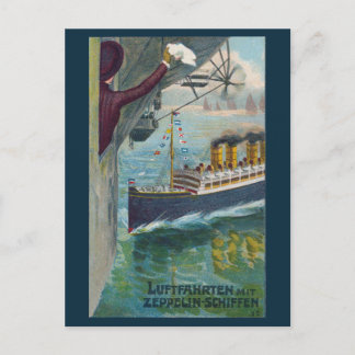 Vintage-Zeppelin und Ozeandampfer Dankeskarten Postkarte
