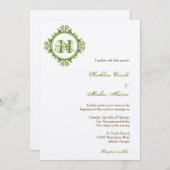 Vintage Zerfallsreste grüne Blätter rahmen monogra Einladung (Vorne/Hinten)