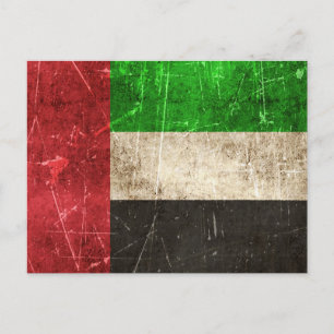 Vintage zerkratzte Flagge der Vereinigten Arabisch Postkarte