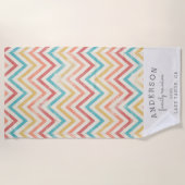 Vintage Zickzack Familie Wiedersehen personalisier Strandtuch (Vorderseite)