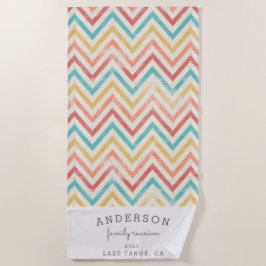 Vintage Zickzack Familie Wiedersehen personalisier Strandtuch