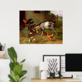 Vintage Ziegen und Hühner Poster (Heimbüro)