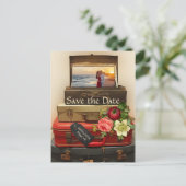 Vintage Zieladresse Save the Date Postkarte (Stehend Vorderseite)