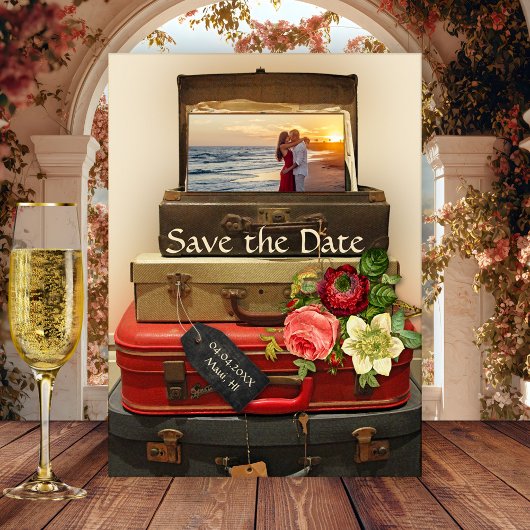 Vintage Zieladresse Save the Date Postkarte