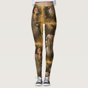 Vintage-Zier-Mädchen-und-Vogel-Porträt-Leggings Leggings