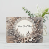 Vintage Zierblume mit warmen Erdtönen Einladung (Stehend Vorderseite)