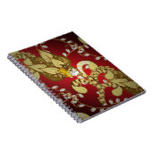 Vintage Ziermuster auf Rot, Gelb und b Notizblock (Rechte Seite)