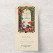 Vintage Zierpflanzenhochzeit All In One Einladung (Innen Boden)