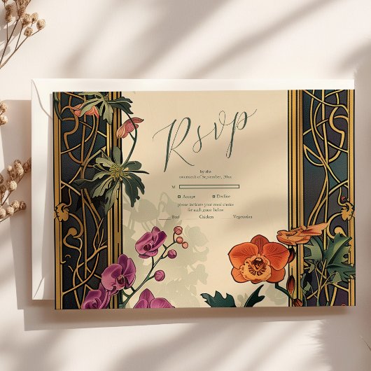 Vintage Zierpflanzenhochzeit RSVP Karte