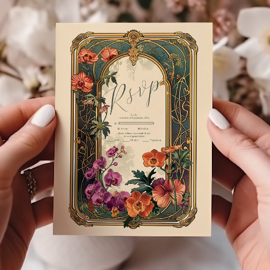 Vintage Zierpflanzenhochzeit RSVP Karte