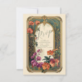 Vintage Zierpflanzenhochzeit RSVP Karte (Vorderseite)