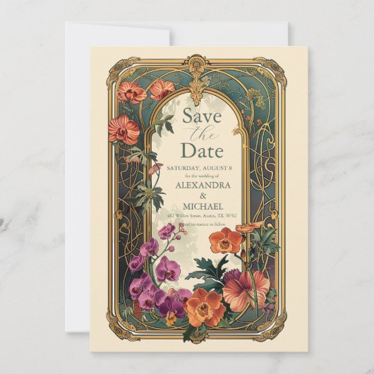 Vintage Zierpflanzenhochzeit Save The Date (Vorderseite)