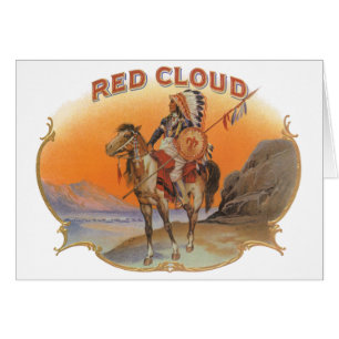 Vintage Zigar Label Art, Red Cloud Indian on Horse