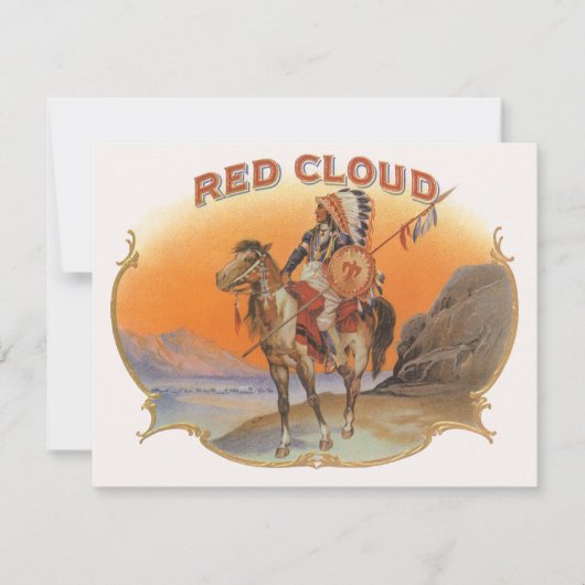 Vintage Zigar Label Art, Red Cloud Indian on Horse (Vorderseite)