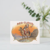 Vintage Zigar Label Art, Red Cloud Indian on Horse (Stehend Vorderseite)