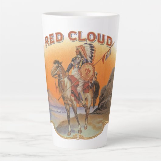 Vintage Zigar Label Art, Red Cloud Indian on Horse Milchtasse (Vorderseite)