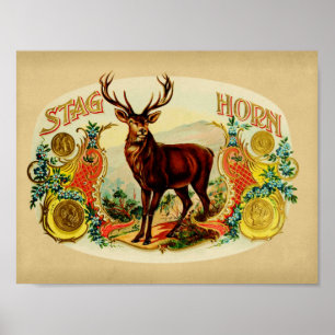 Vintage Zigarrenbox Stag Horn Poster