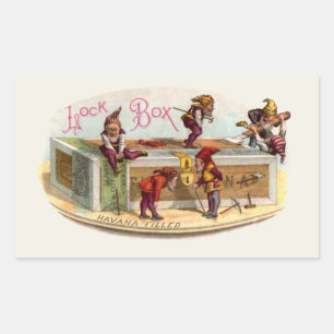 Vintage Zigarrenboxen Rechteckiger Aufkleber