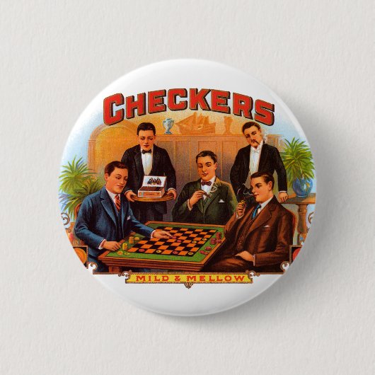 Vintage-Zigarrenetiketten-Kunst, Checkers Mild und Button (Vorderseite)