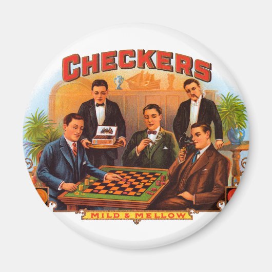 Vintage-Zigarrenetiketten-Kunst, Checkers Mild und Magnet (Vorne)