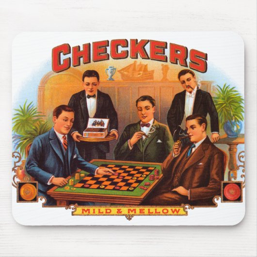Vintage-Zigarrenetiketten-Kunst, Checkers Mild und Mousepad (Vorne)