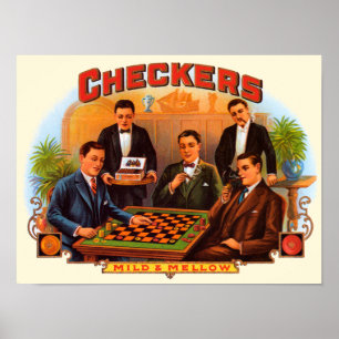 Vintage-Zigarrenetiketten-Kunst, Checkers Mild und Poster