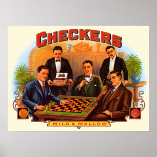 Vintage-Zigarrenetiketten-Kunst, Checkers Mild und Poster