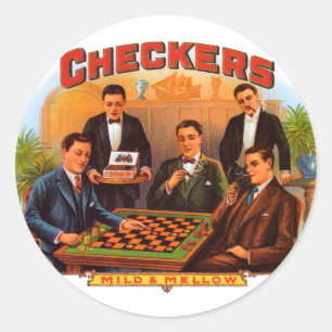 Vintage-Zigarrenetiketten-Kunst, Checkers Mild und Runder Aufkleber