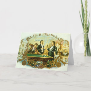 Vintage-Zigarrenetiketten-Kunst, Club Friends Bill Karte