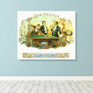 Vintage-Zigarrenetiketten-Kunst, Club Friends Bill Leinwanddruck