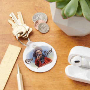 Vintage-Zigarrenetiketten-Kunst, Cowboy trifft ins Schlüsselanhänger