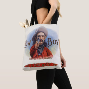 Vintage-Zigarrenetiketten-Kunst, Cowboy trifft ins Tasche