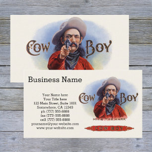 Vintage-Zigarrenetiketten-Kunst, Cowboy trifft ins Visitenkarte
