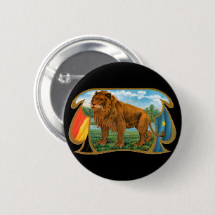 Vintage-Zigarrenetiketten-Kunst, Löwe, König des D Button