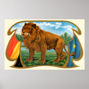 Vintage-Zigarrenetiketten-Kunst, Löwe, König des D Poster