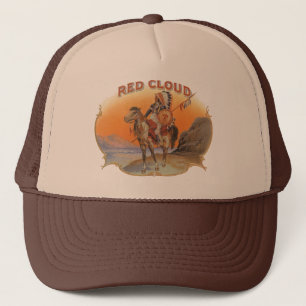 Vintage-Zigarrenetiketten-Kunst, Red Cloud Indiane Truckerkappe