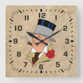 Vintage Zigarrenraucher-Rundwand-Uhr Quadratische Wanduhr (Vorderseite)