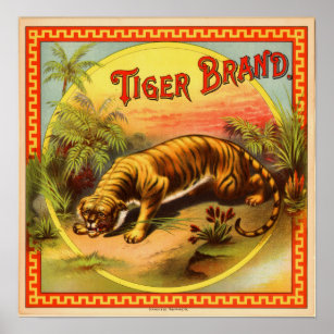 Vintage Zigarrenwerbung: Tiger-Marke Poster