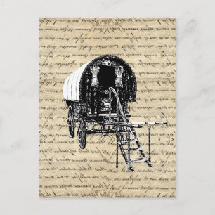 Vintage-Zigeunerwagen Postkarte