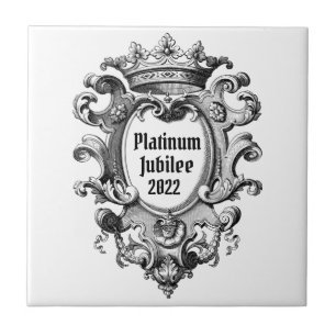Vintage Zinn Look Platinum-Jubiläum 2022 Fliese