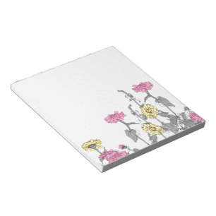Vintage Zinnia-Blume-Wildblumen Notepad Notizblock