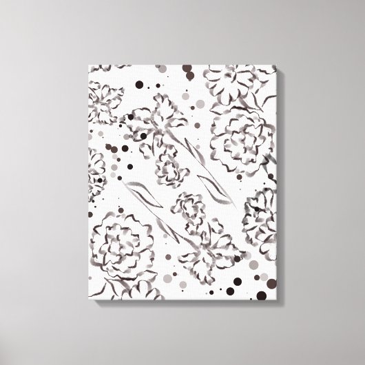 Vintage Zinnia-Blume Zeichnend Leinwanddruck (Vorderseite)