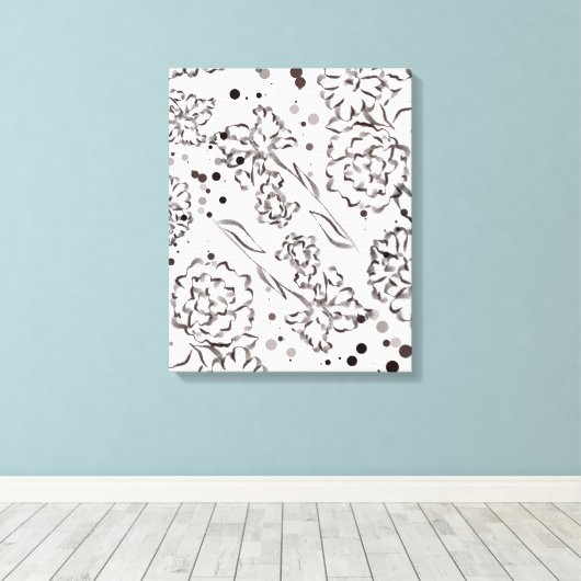 Vintage Zinnia-Blume Zeichnend Leinwanddruck (Insitu (Holzboden))