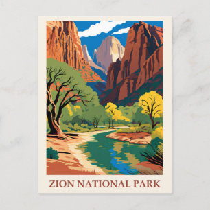 Vintage Zion Nationalpark Utah Berge Postkarte