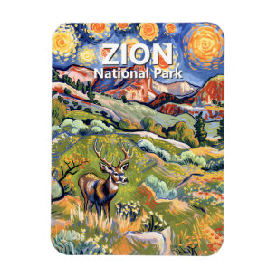Vintage Zion Tier Hirsch Farbige Natur Van Gogh Magnet
